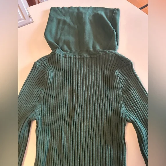 Cowl Neck Ribbed Sweater Dress, Forest Green, soft, lots of stretch, Sz S - Picture 2 of 8